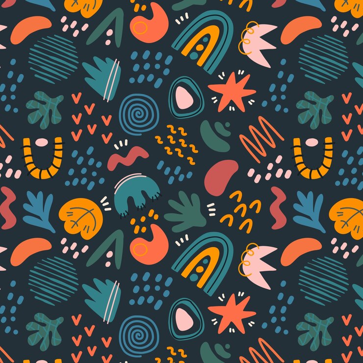 Vector Gratis desain pola doodle abstrak datar