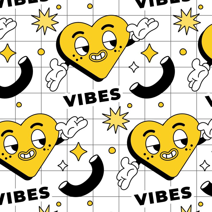 Vector Gratis desain pola kartun trendi datar digambar tangan