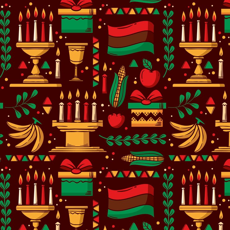 Vector Gratis desain pola kwanzaa yang digambar tangan
