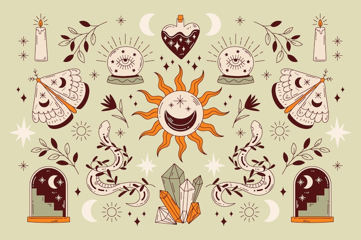 Vector Gratis desain pola langit digambar tangan