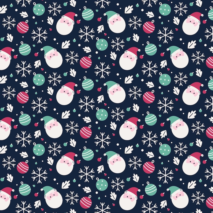 Vector Gratis desain pola natal datar digambar tangan
