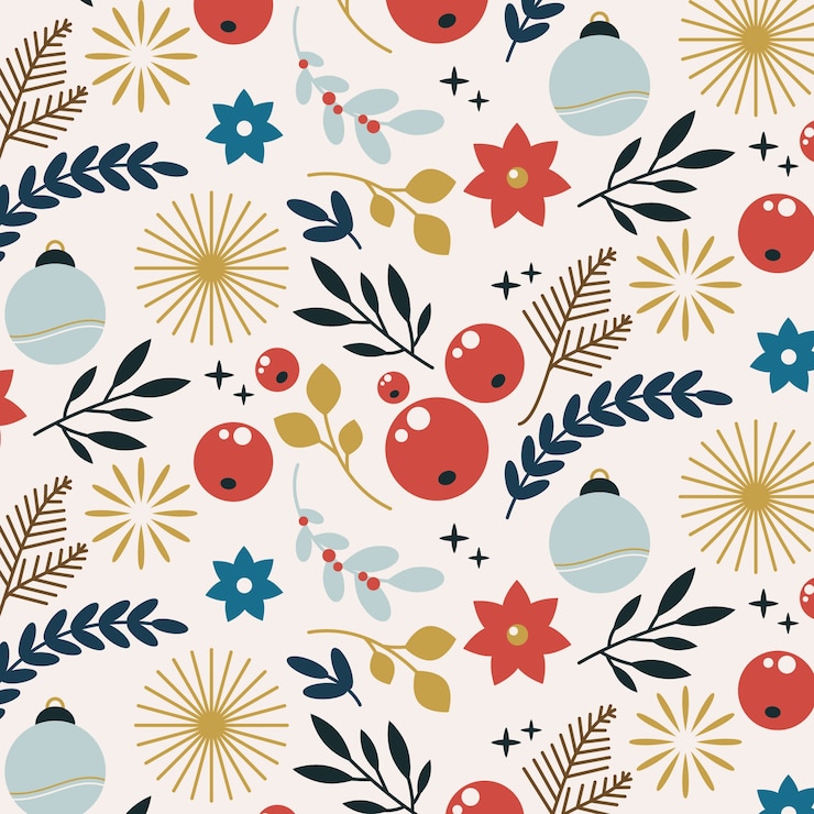 Vector Gratis desain pola natal datar