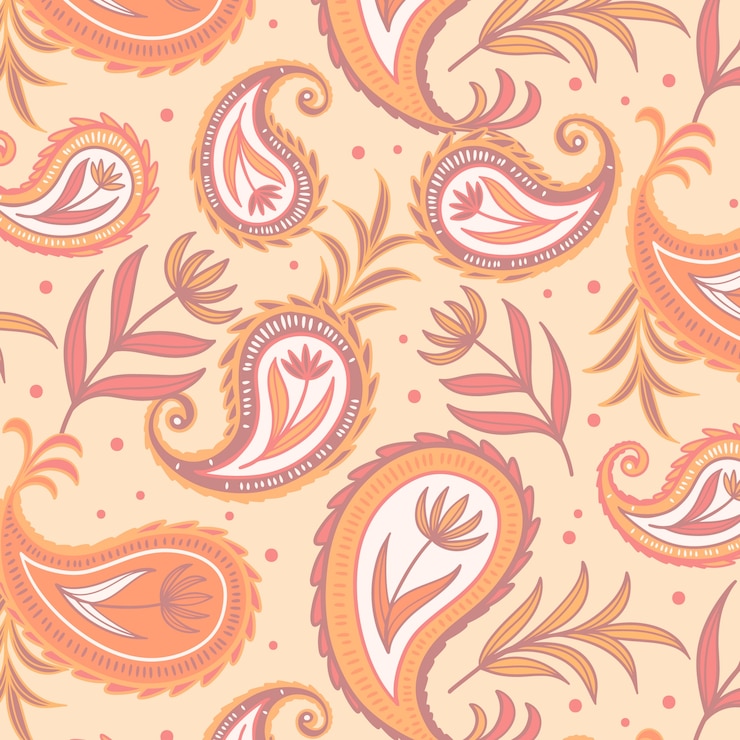 Vector Gratis desain pola paisley digambar tangan