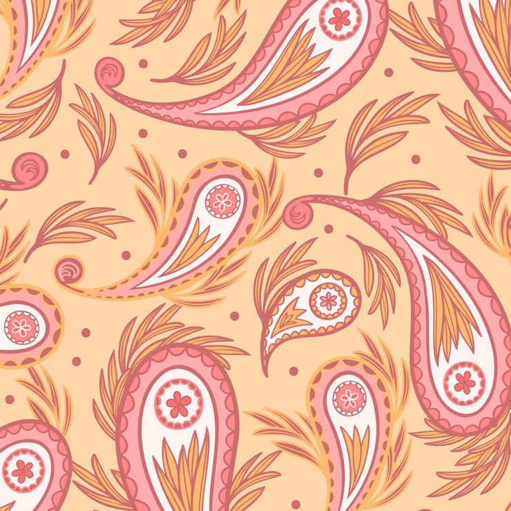 Vector Gratis desain pola paisley digambar tangan