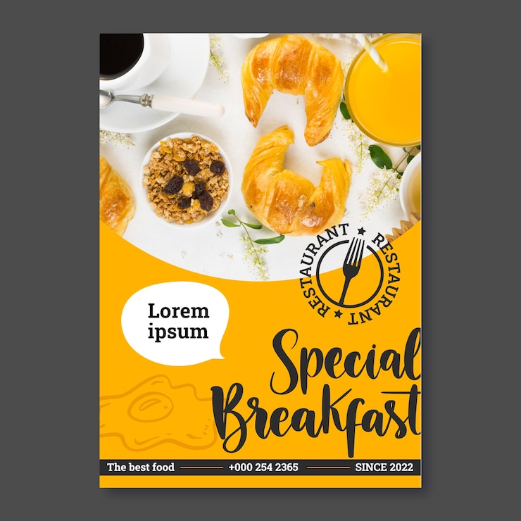 Vector Gratis desain poster sarapan dan brunch digambar tangan