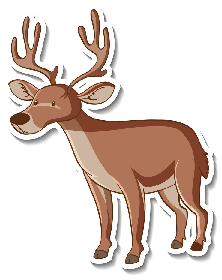 Vector Gratis desain stiker dengan rusa kutub lucu yang terisolasi