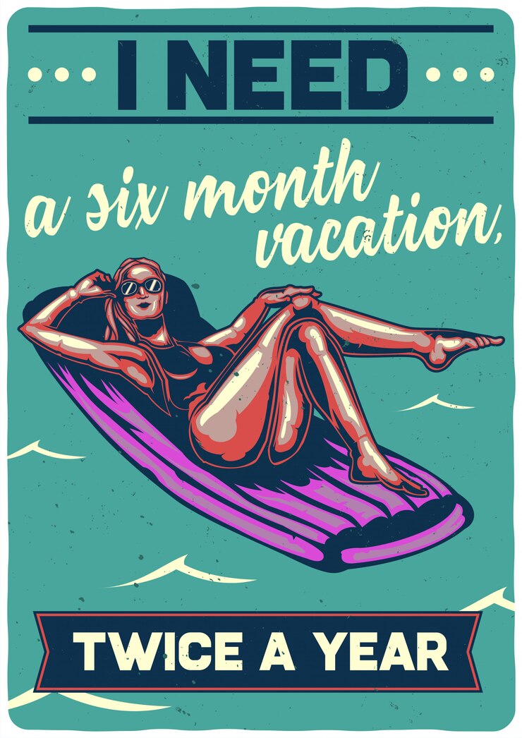 Vector Gratis desain t-shirt atau poster dengan ilustrasi seorang gadis berenang.
