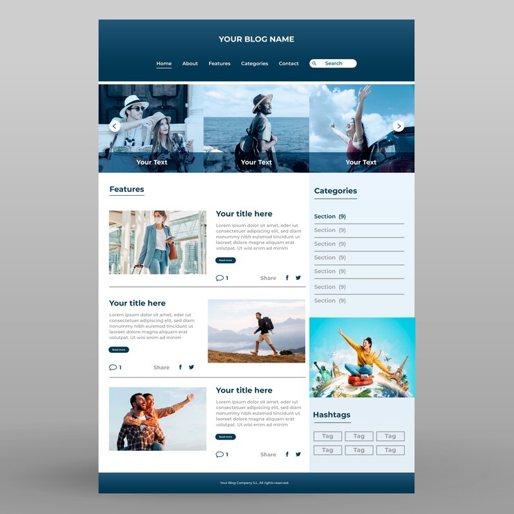 Vector Gratis desain templat blog gradien