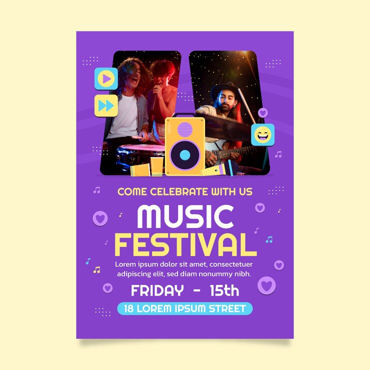 Vector Gratis desain templat festival musik