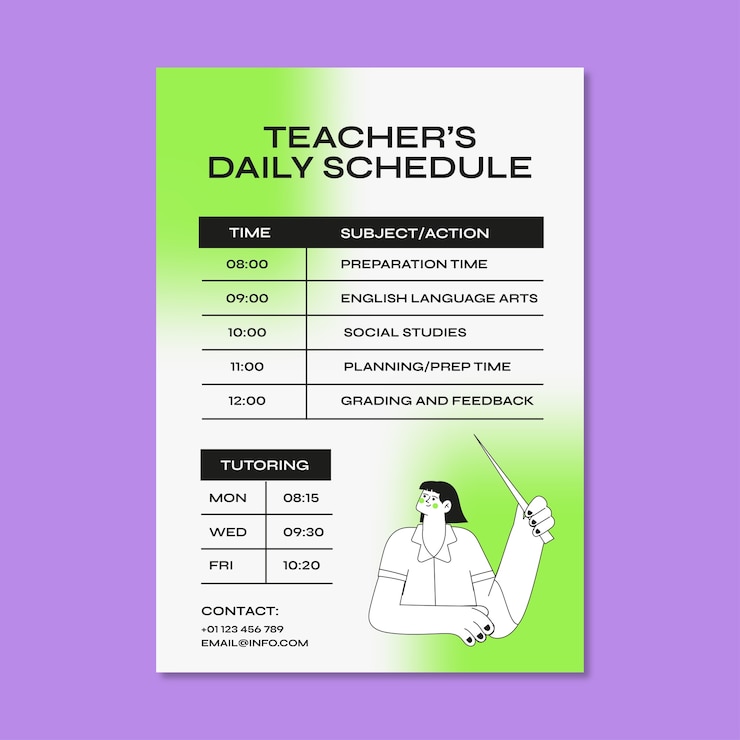 Vector Gratis desain templat jadwal guru