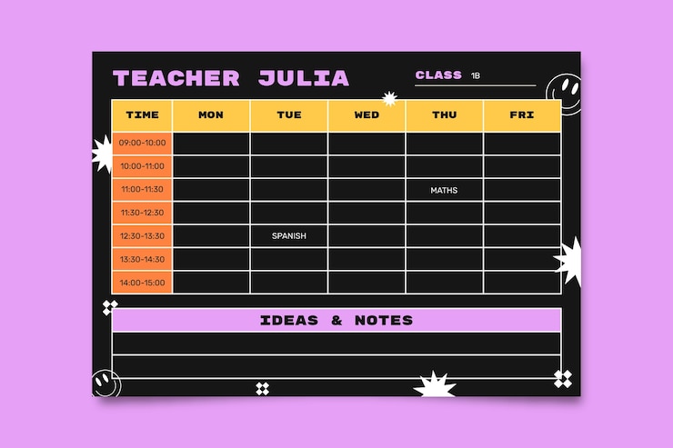 Vector Gratis desain templat jadwal guru