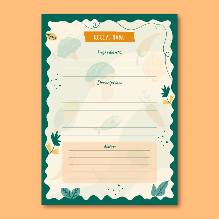 Vector Gratis desain templat resep digambar tangan