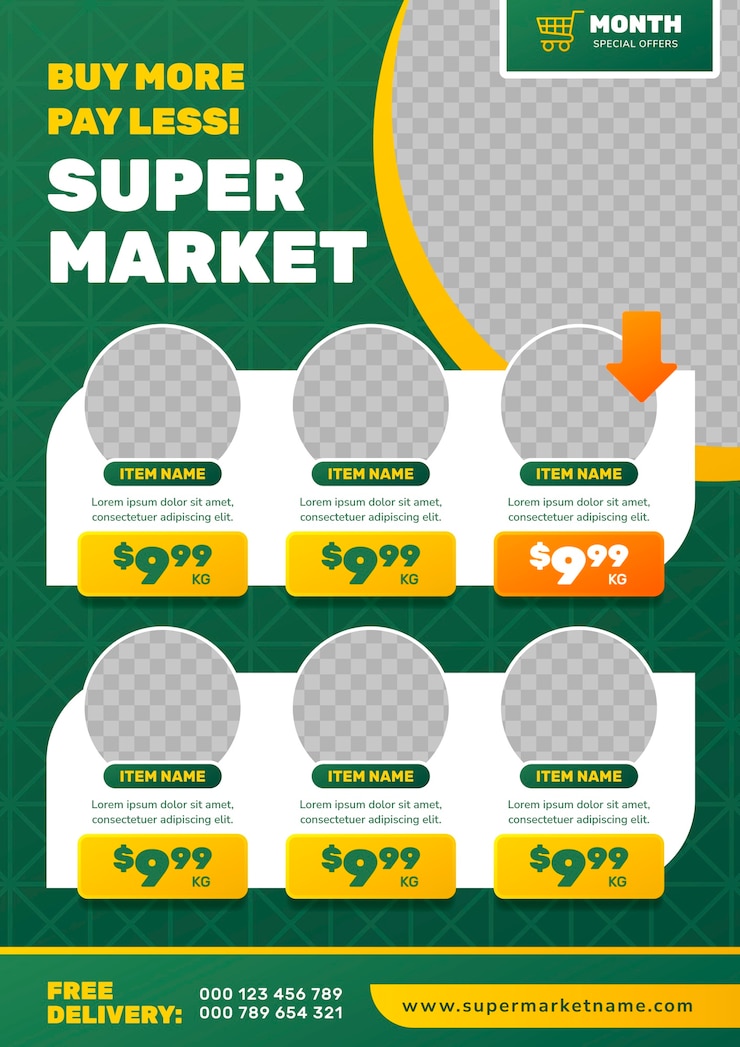 Vector Gratis desain templat selebaran supermarket penjualan