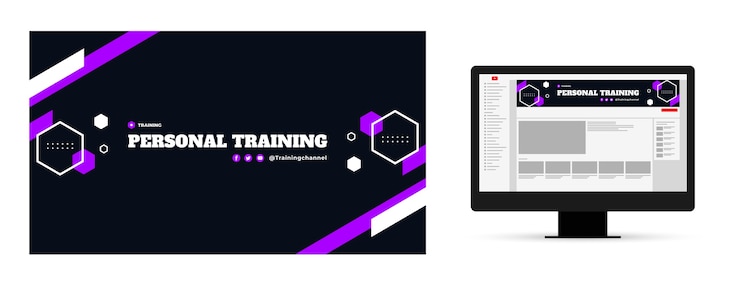 Vector Gratis desain templat seni saluran youtube pelatih pribadi