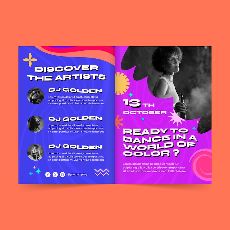 Vector Gratis desain templat warna-warni musik