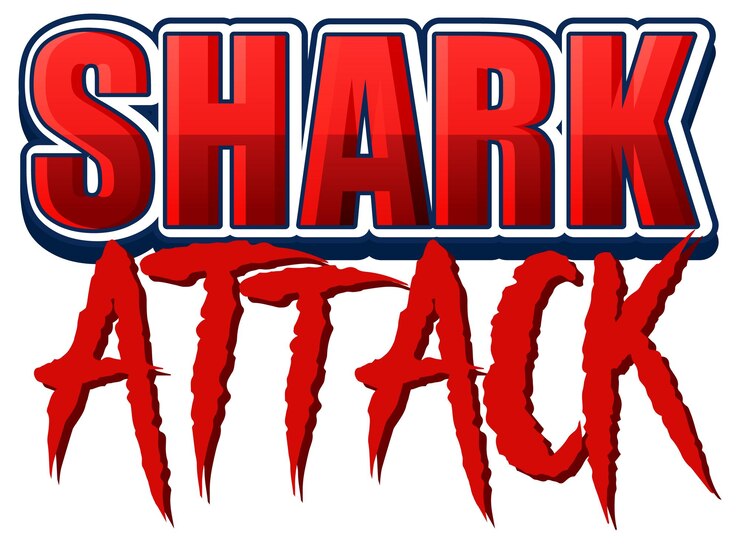 Vector Gratis desain tipografi shark attack