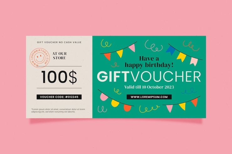 Vector Gratis desain voucher hadiah ulang tahun digambar tangan