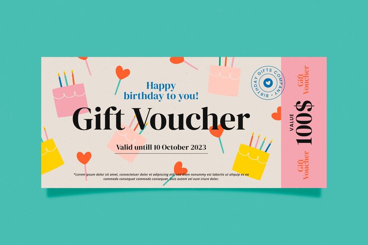 Vector Gratis desain voucher hadiah ulang tahun digambar tangan