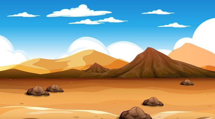 Vector Gratis desert forest landscape at daytime scene