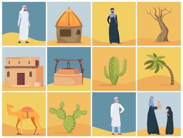 Vector Gratis desert life square compositions