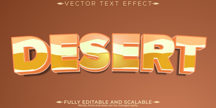 Vector Gratis desert text effect editable egypt and sandy customizable font style