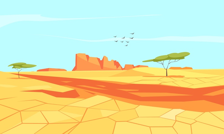 Vector Gratis deserted land flat composition