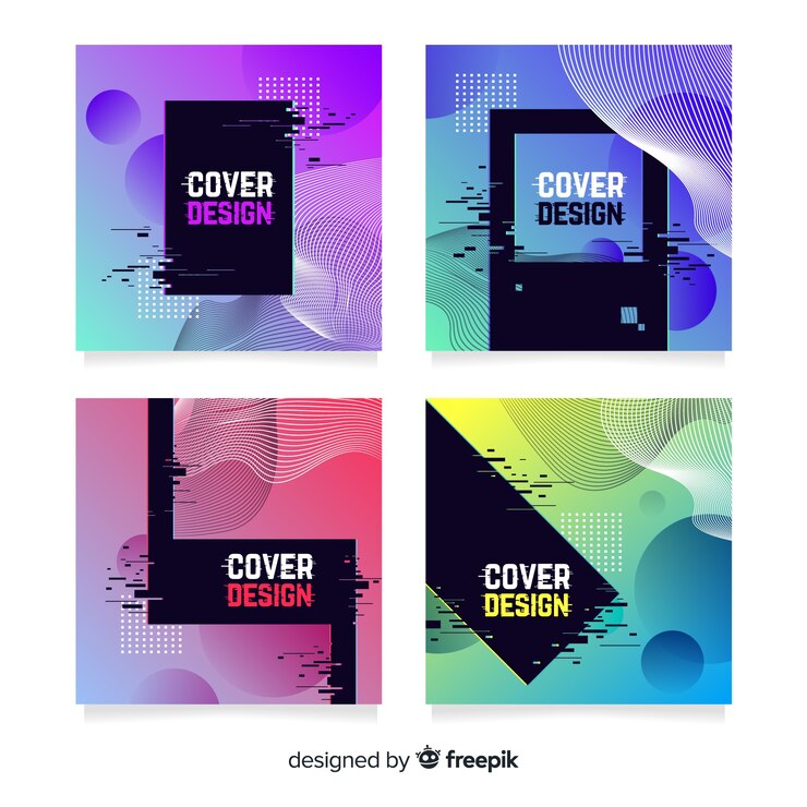 Vector Gratis design covers with colorful glitch effect