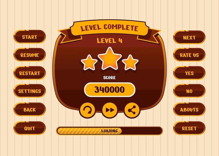 Vector Gratis design for complete set of score button game pop-up, icon, window and elements for creating medieval rpg video games