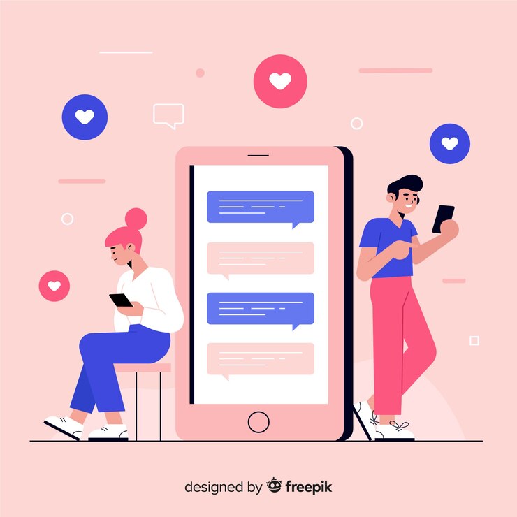 Vector Gratis design of chatting with people in smartphones
