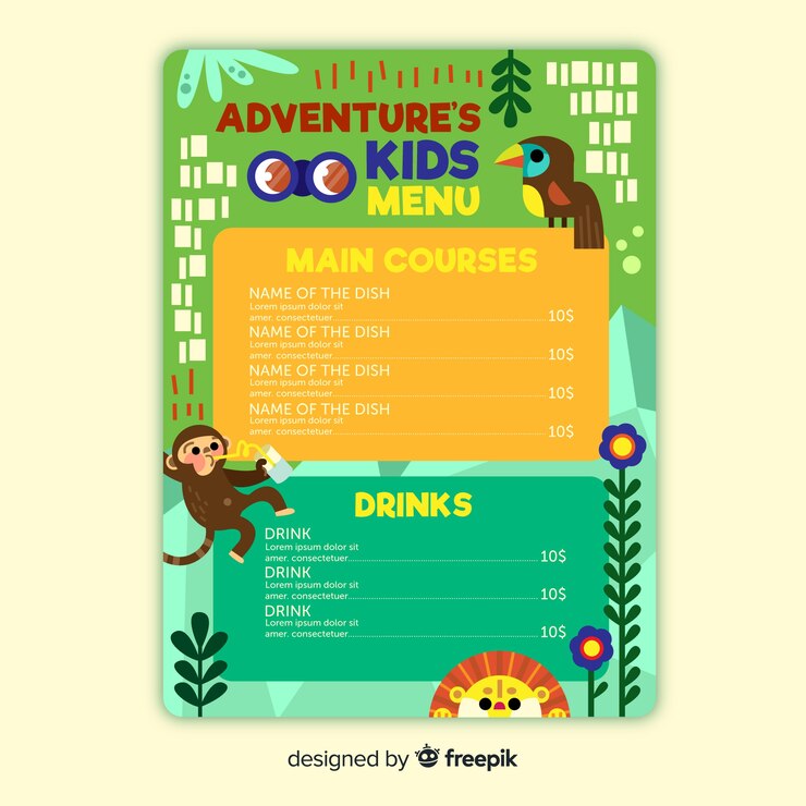 Vector Gratis design of menu template for children restaurant.