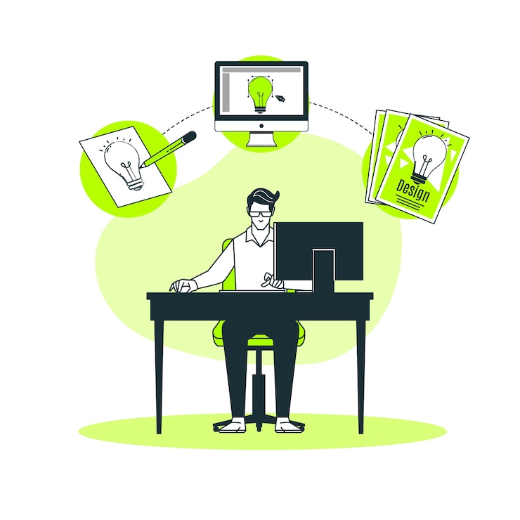 Vector Gratis design process concept illustration