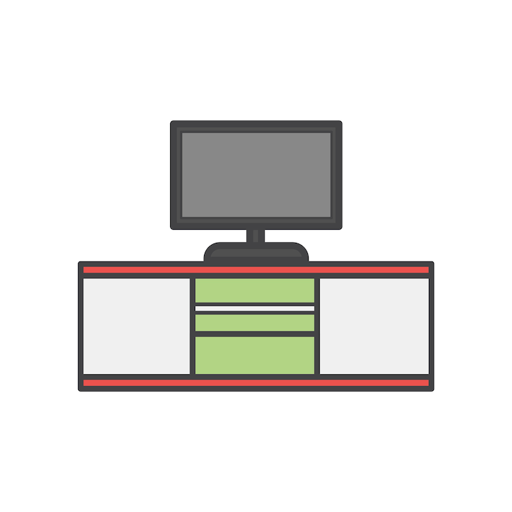 Vector Gratis desk with tv on top 