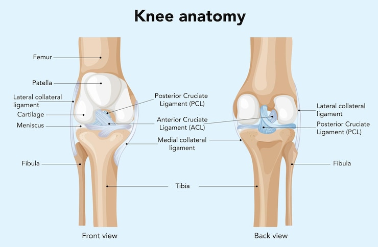 Vector Gratis detailed knee anatomy vector illustration