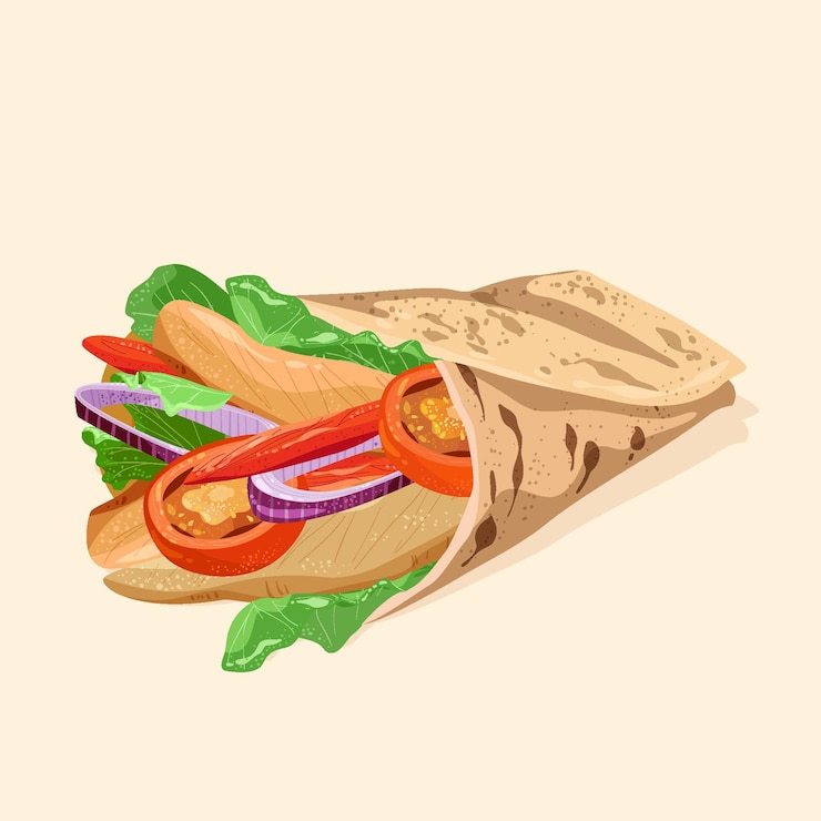 Vector Gratis detailed nutritious shawarma illustration