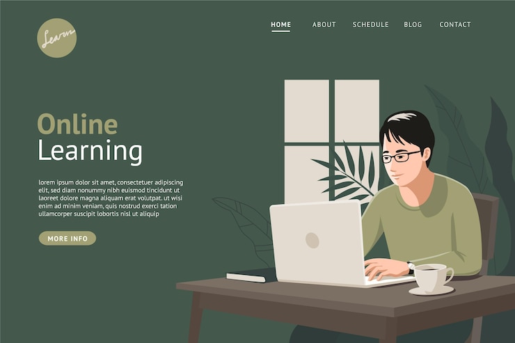 Vector Gratis detailed online learning landing page