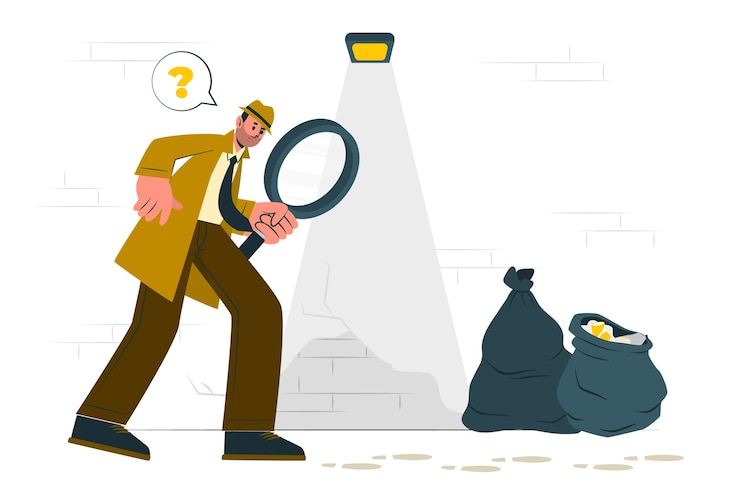 Vector Gratis detective following footprints  concept illustration
