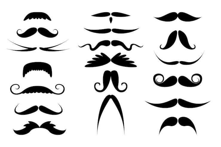 Vector Gratis different black mustache set on white background