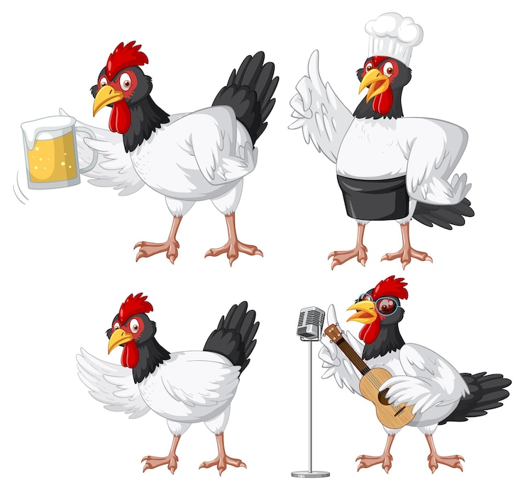 Vector Gratis different chickens cartoon characters