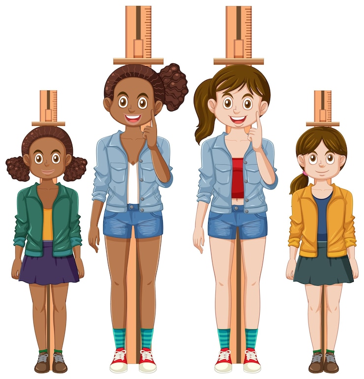 Vector Gratis different girls measuring height