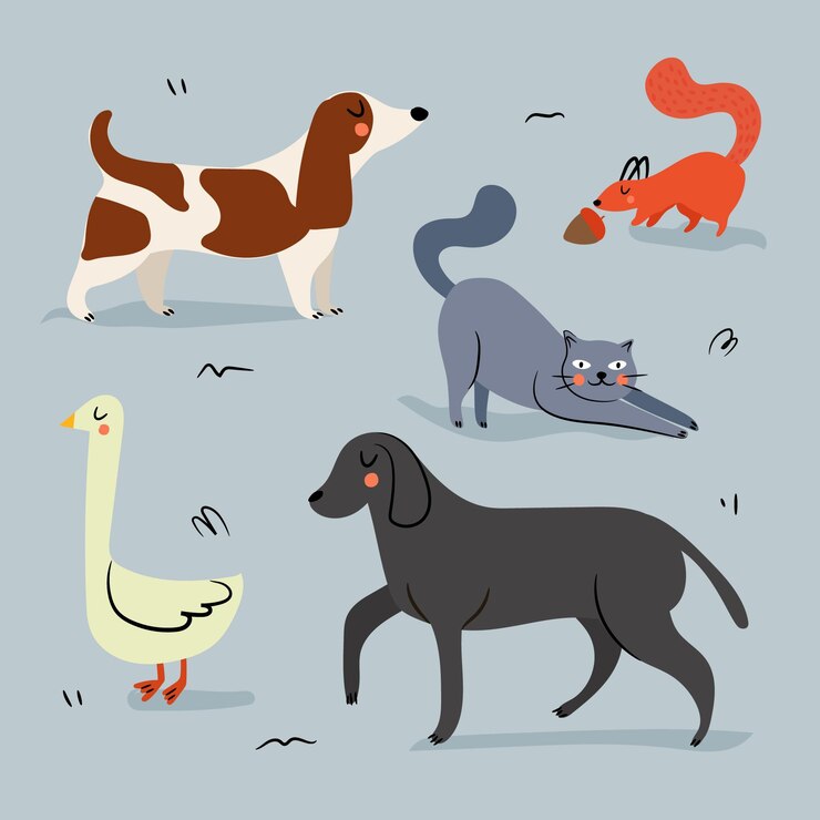 Vector Gratis different pets illustration concept