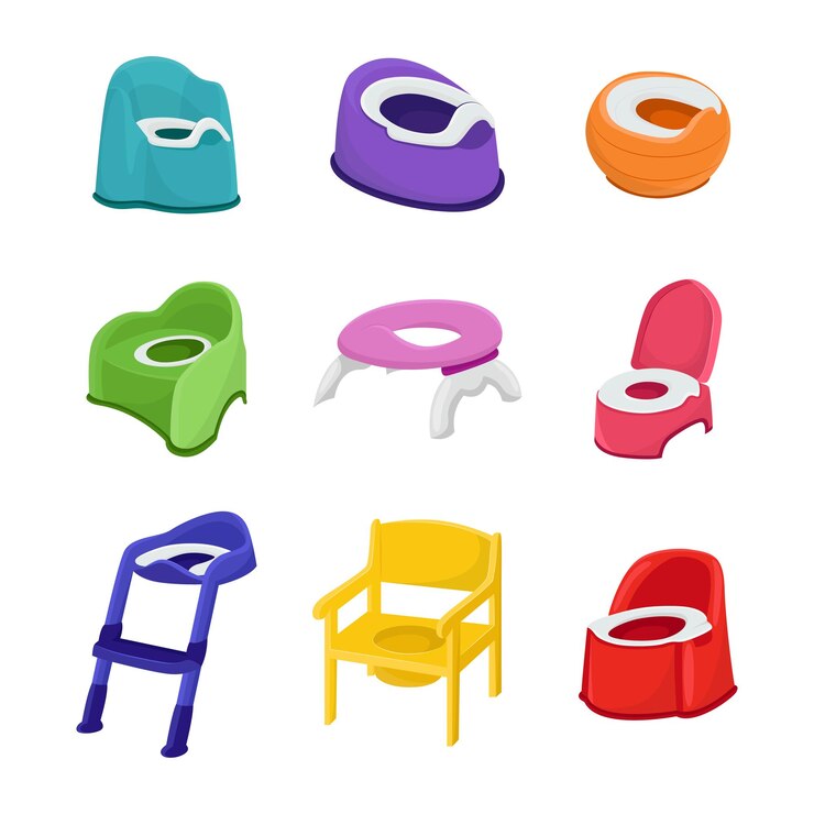 Vector Gratis different potty chairs for babies vector illustrations set
