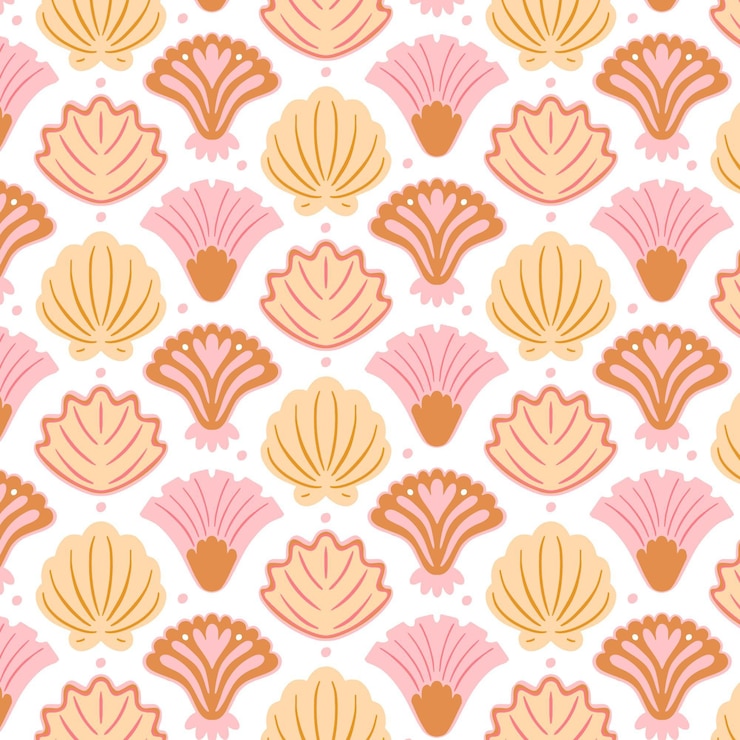 Vector Gratis different retro seashells pattern