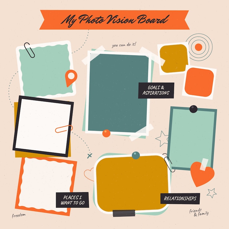 Vector Gratis digambar tangan dengan ilustrasi vision board foto