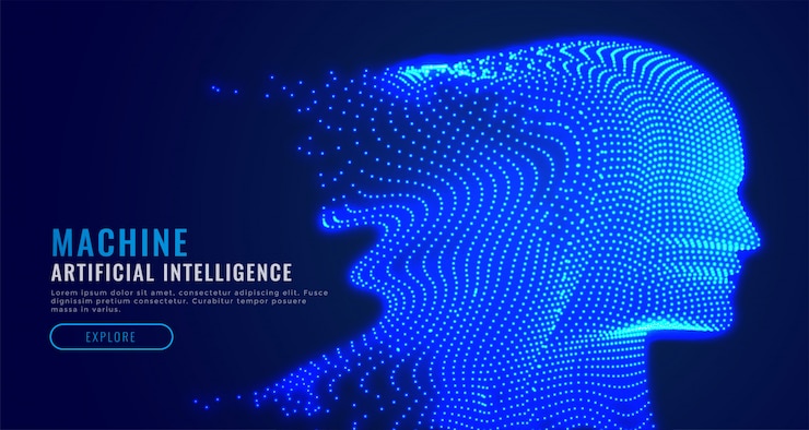Vector Gratis digital artificial intelligence particle face 