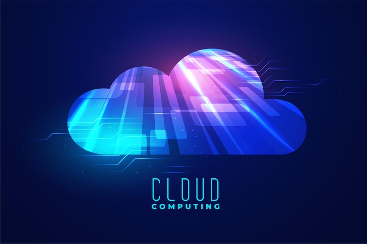 Vector Gratis digital cloud computing technology
