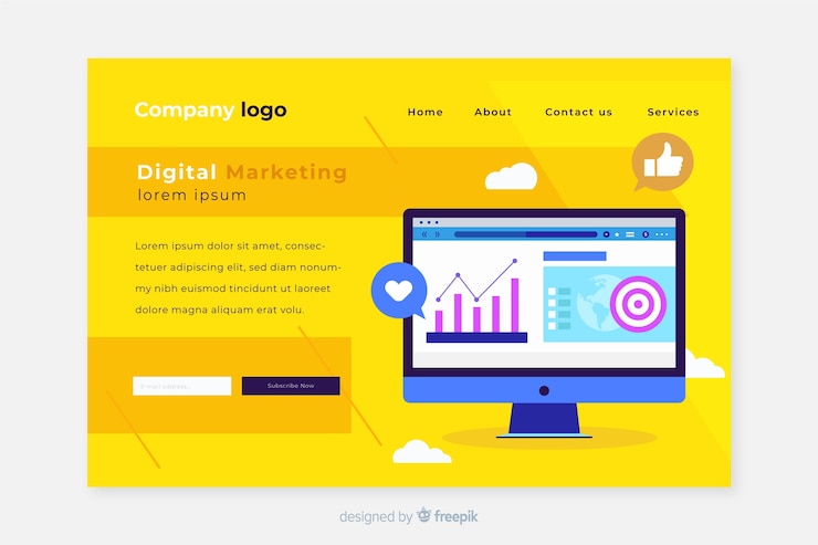 Vector Gratis digital marketing landing page web design