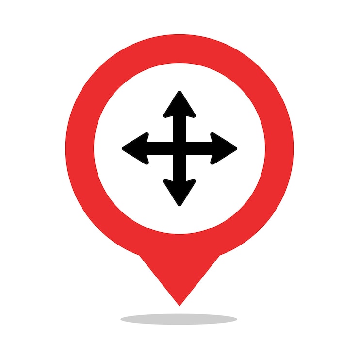 Vector Gratis direction arrow location pin red