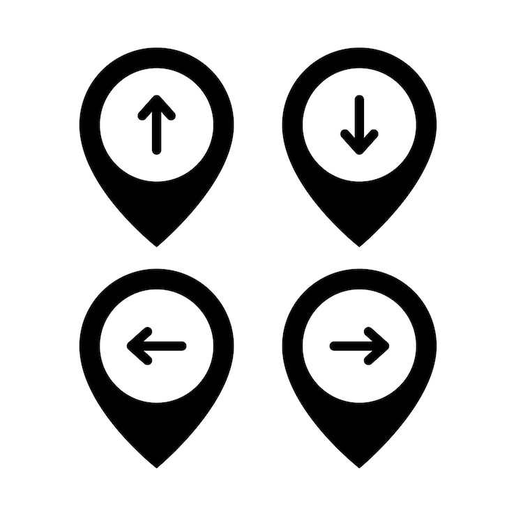 Vector Gratis direction arrow location pins set