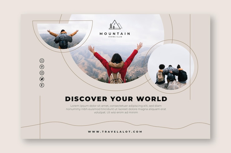 Vector Gratis discover your world hiking banner template