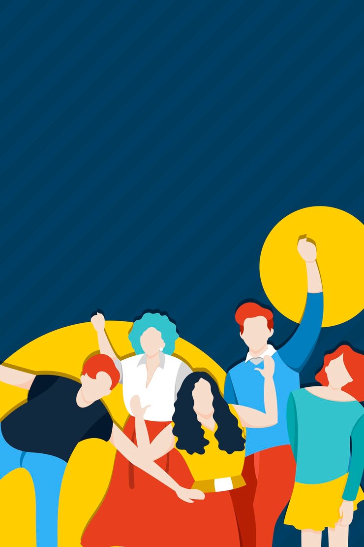 Vector Gratis diverse characters on blue background vector